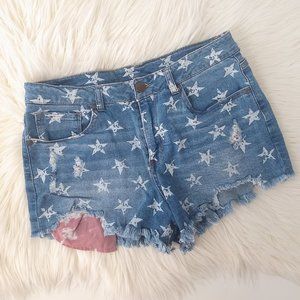 No Boundaries High Rise Stars Cut-off Jean Shorts American Distressed 13